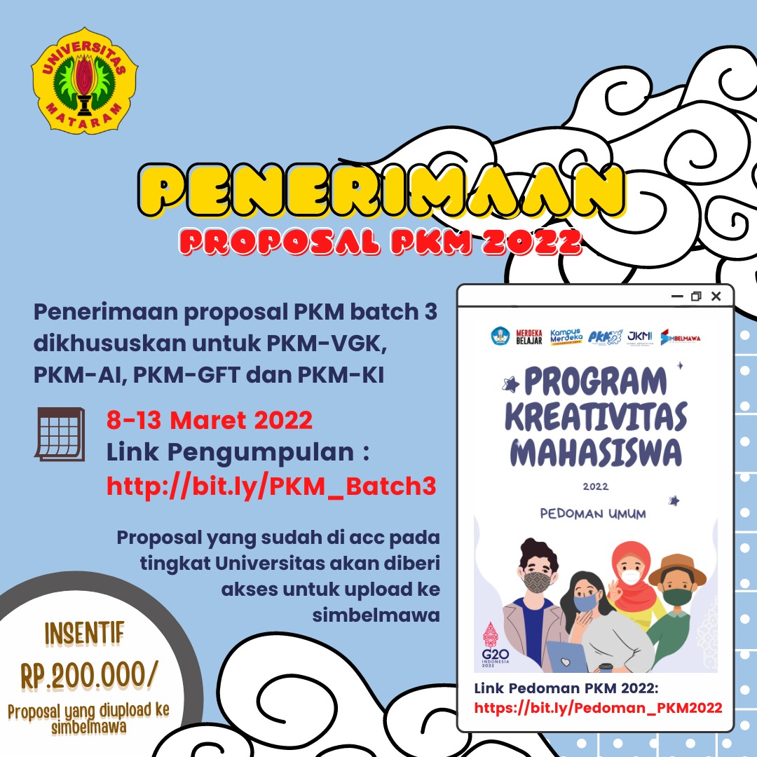 PENGUMUMAN PENERIMAAN PROPOSAL PKM TAHUN 2022