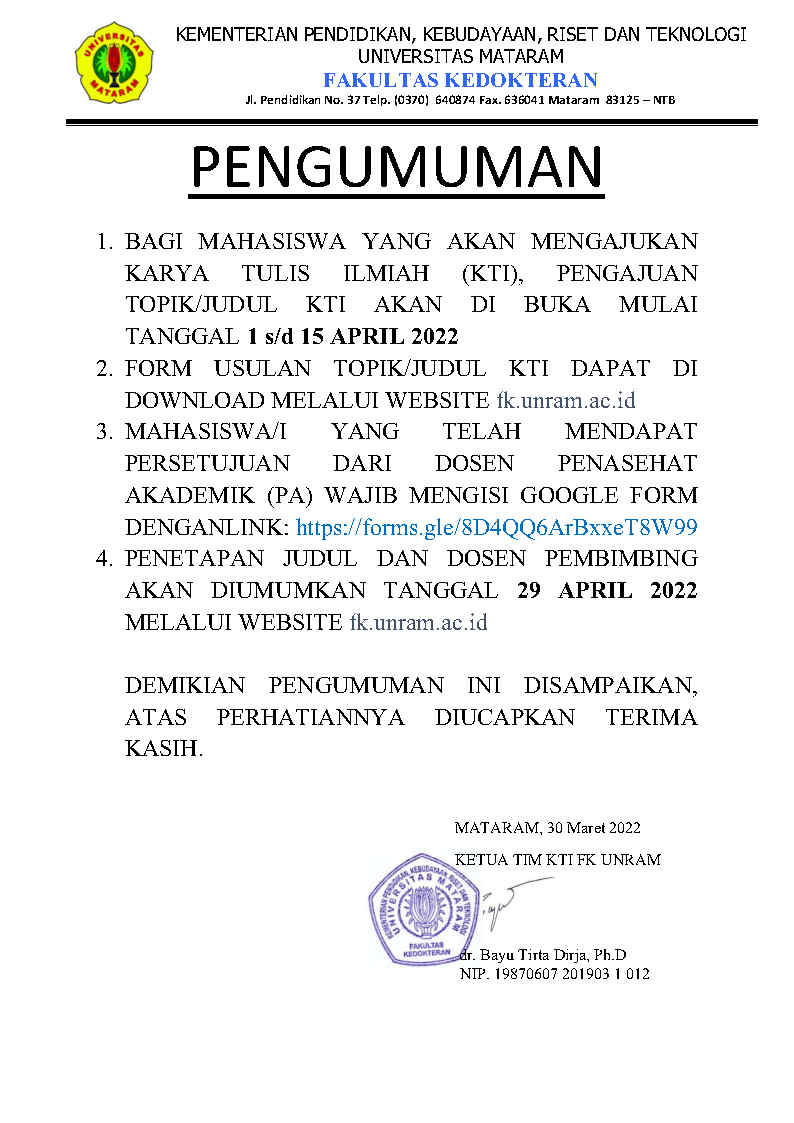 PENGAJUAN TOPIK/JUDUL KTI