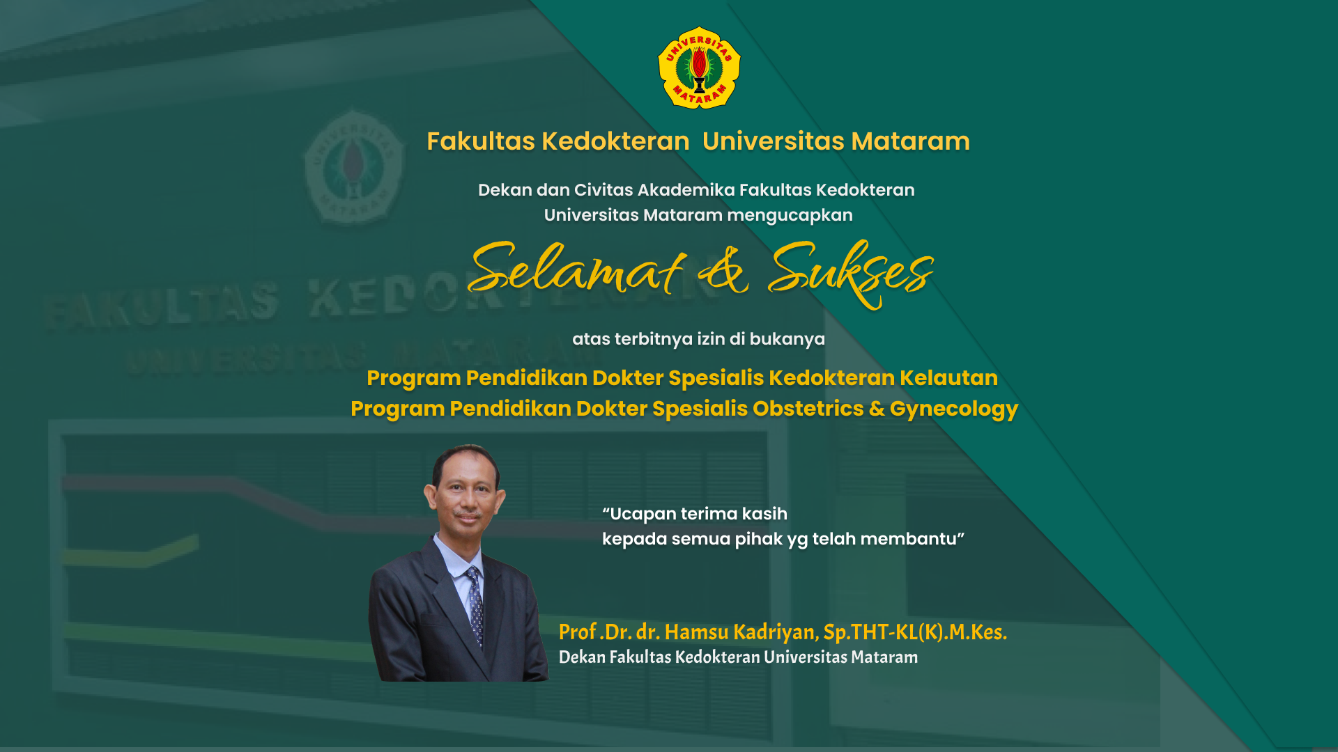 FK Unram Kembali Mencetak Sejarah dengan Melahirkan Program Studi Pendidikan Dokter Spesialis Obstetri dan Ginekologi (OBSGYN) dan Spesialis Kedokteran Kelautan