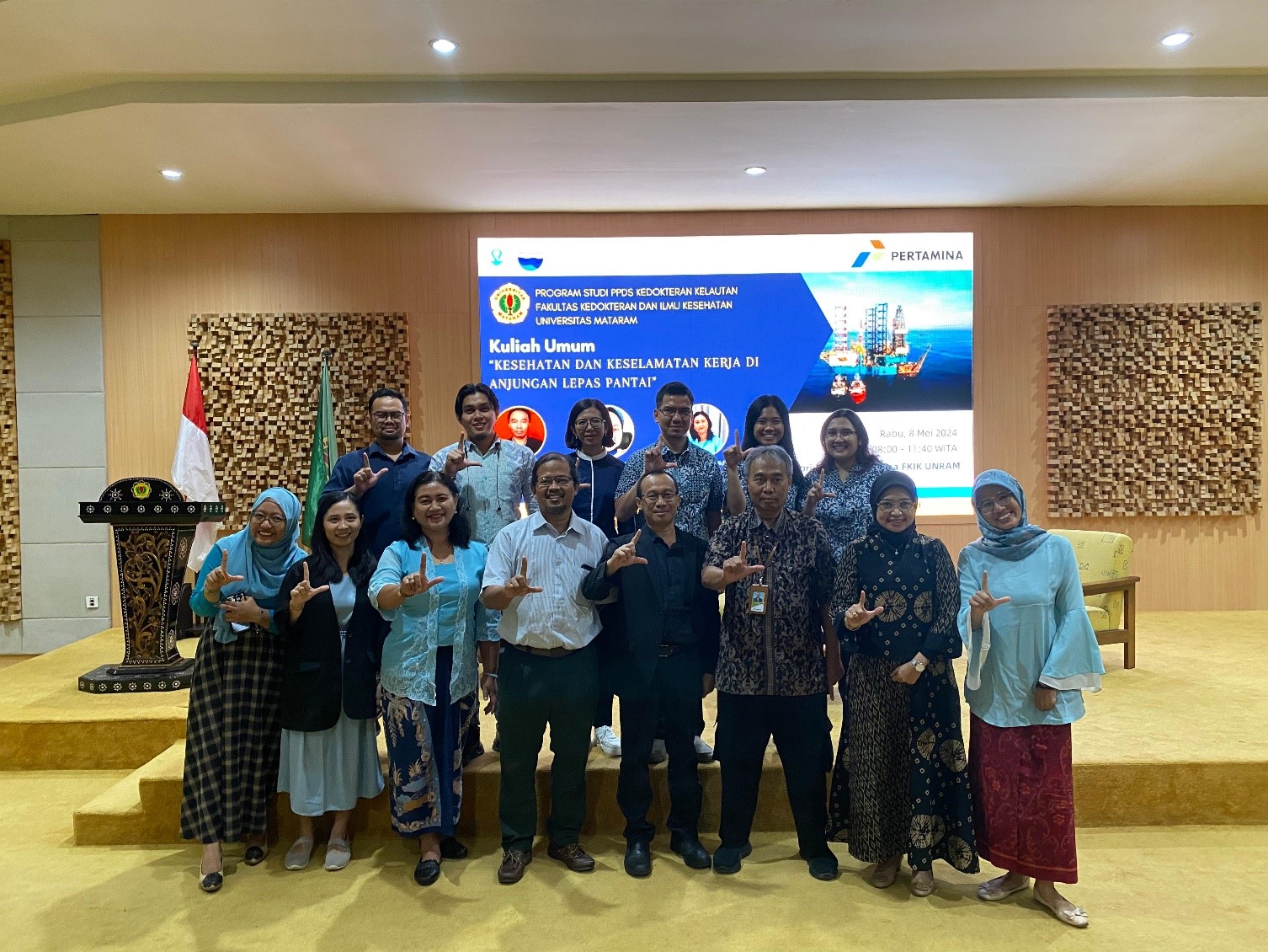 KULIAH UMUM KESEHATAN DAN KESELAMATAN KERJA DI ANJUNGAN LEPAS PANTAI, BENTUK KOLABORASI PPDS KEDOKTERAN KELAUTAN FKIK DENGAN PT. PERTAMINA