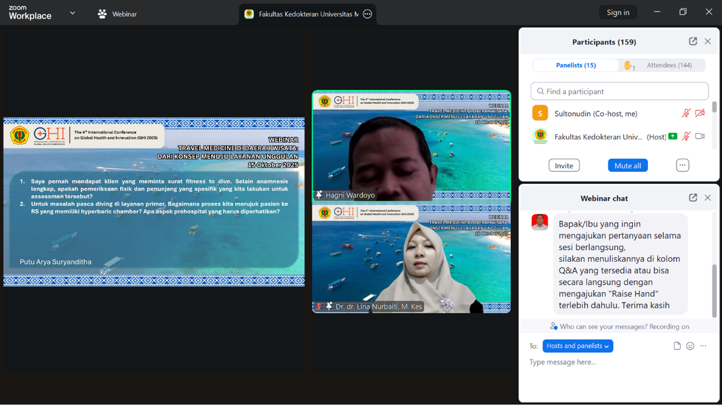 Webinar Travel Medicine di Daerah Wisata: Dari Konsep Menuju Layanan Unggulan Sukses Digelar oleh FKIK Universitas Mataram